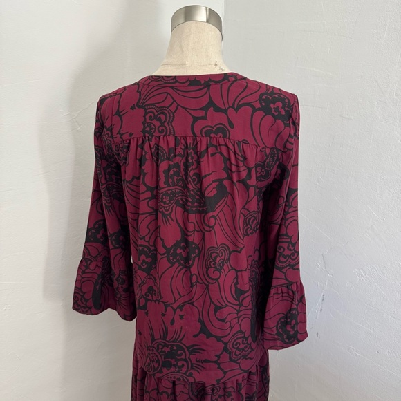 LOFT Burgundy Floral Long Sleeve Dress - Picture 10 of 15